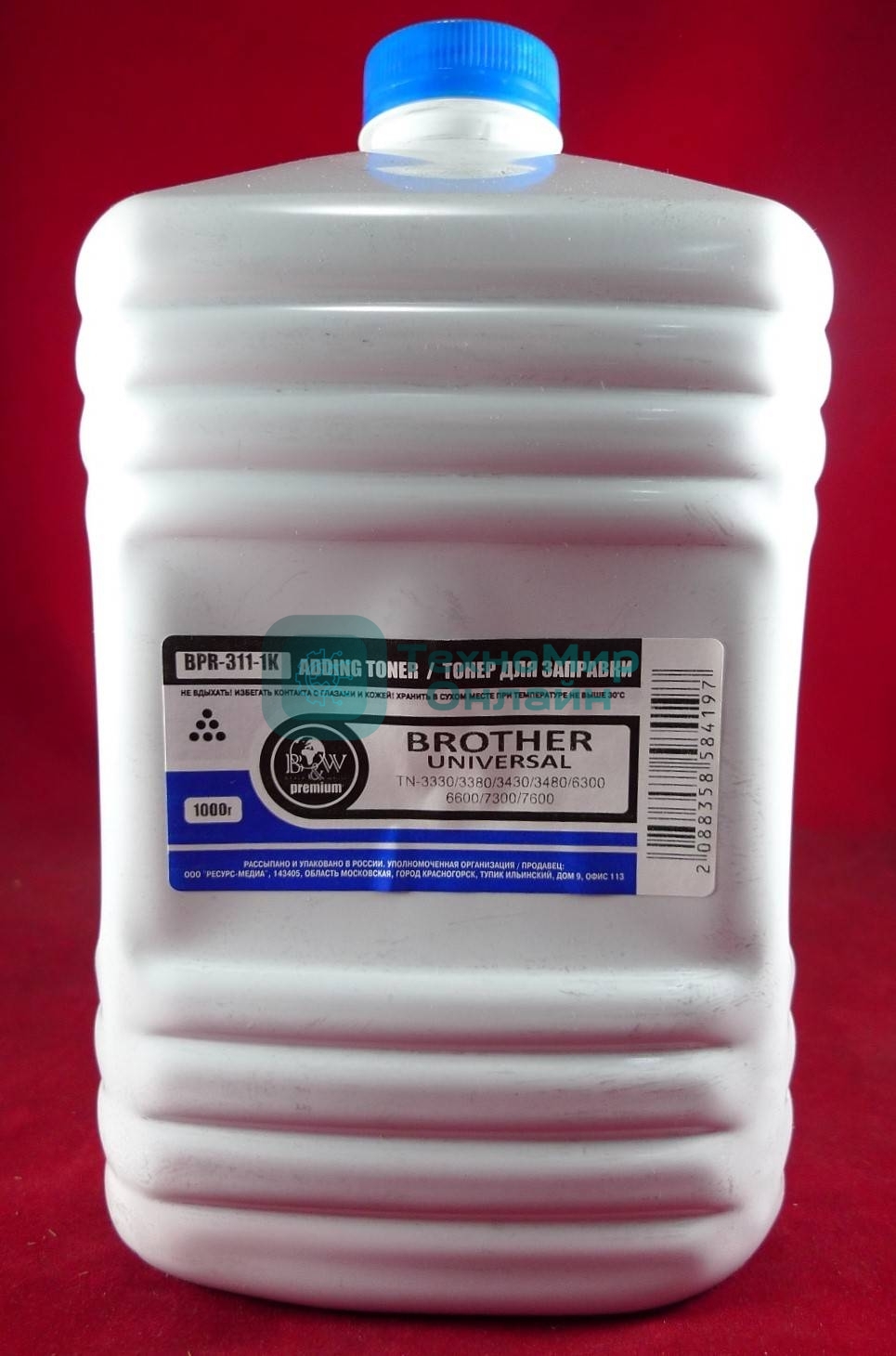 Тонер Brother Universal (TN-3330/3380/3430/3480/6300/6600/7300/7600)(кан. 1кг) B&W Premium (Tomoegawa) фас. Россия