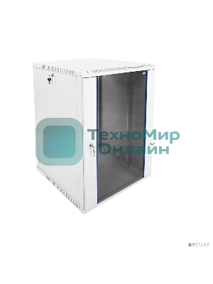 Шкаф телеком. ЦМО настенный разборный 18U (600х650) дверь стекло, черный