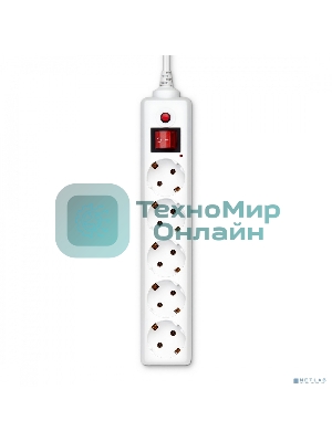 Сетевой фильтр Buro 500SH-1.8-W 1.8 м, 5 розеток, белый, коробка