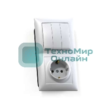 Блок СП БКВР-413 Селена (3-кл. выкл. + розетка с заземл.) бел. Кунцево 8209