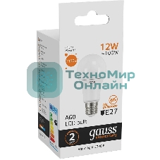 Лампа светодиодная Gauss Elementary 12Вт цок.:E27 груша 220B 3000K св.свеч.бел.теп. A60 (упак.:10шт)