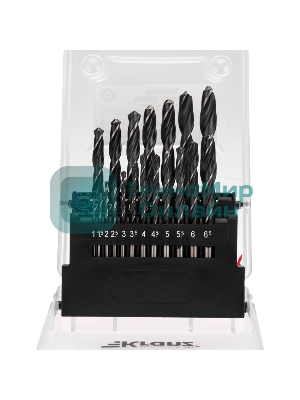 Набор сверл по металлу Kranz 1-10 мм (через 0,5 мм), 19 шт. HSS 4241 Ш/Х