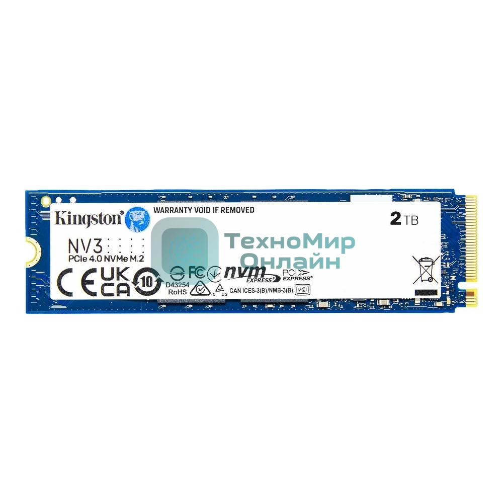 Накопитель SSD Kingston NV3, 2000Gb, M.2 2280, PCIe 4.0 x4, NVMe, R/W 6000/5000
