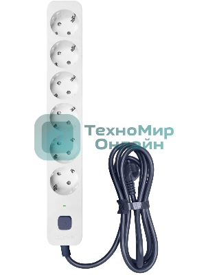 Сетевой фильтр Powercom SP-06W 3,0 м 3.0 м, 6 розеток, белый/серый, коробка