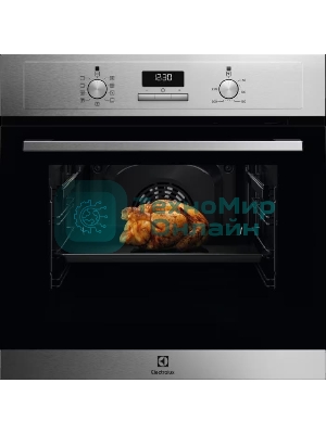 Встраиваемый духовой шкаф Electrolux EOF3H50BX 60 см, 72 л, 8 режимов, 59.4x59.5x56.9 см, очистка паром, нер. сталь