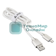 Кабель USB ACD-Allure MicroUSB - USB-A Кожа, 1м, белый