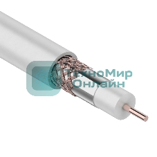 Кабель коаксиальный Rexant RG-6U+Cu, 75 Ом, Cu/Al/Cu, 75%, бухта 100 м, белый