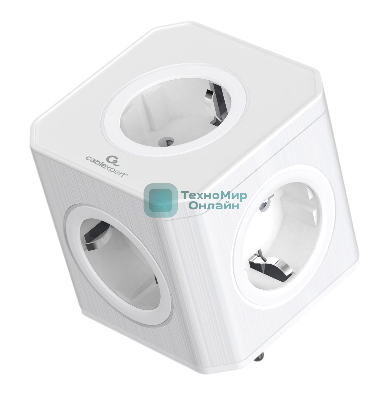 Тройник Cablexpert Tower, CUBE-5-16-W, 5р, 16А, заземл, белый, коробка