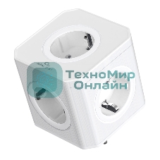 Тройник Cablexpert Tower, CUBE-5-16-W, 5р, 16А, заземл, белый, коробка