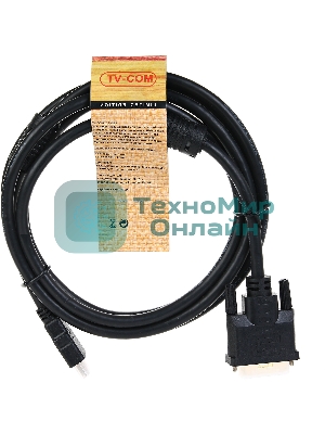 Кабель HDMI to DVI-D (19M -25M) 2м, TV-COM, 2 фильтра LCG135F-2M