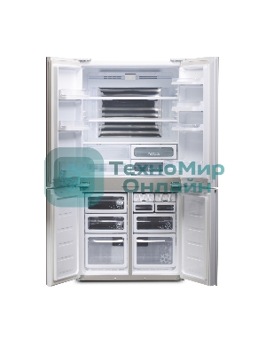 Холодильник Sharp SJGX98PWH белое стекло четырехкамерный 394/211л морозилка снизу, No Frost, Side by Side