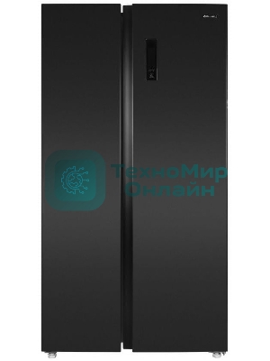 Холодильник Maunfeld MFF177NFSB черный глянц. двухкамерный 263/170л морозилка сбоку, No Frost, Side by Side