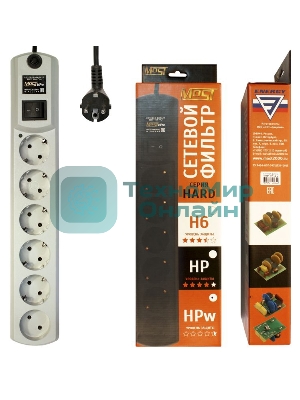 Сетевой фильтр Most HPw 5 м (6 розеток) белый (коробка)