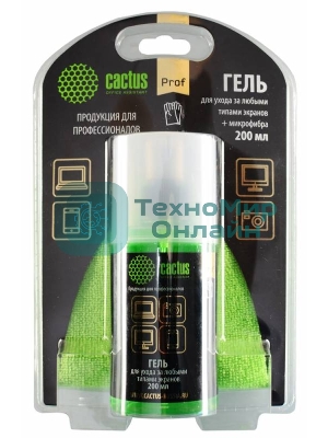 Чистящий набор (салфетки + гель) Cactus CS-S3004BL для экранов и оптики блистер 1 шт 25х25 см 200 мл