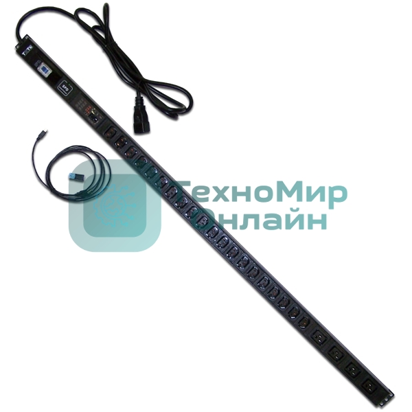 Вертикальный блок розеток, 4xC19+20xC13, 250V/16A, с мониторингом по RS-485, шнур 3 м, вилка C20