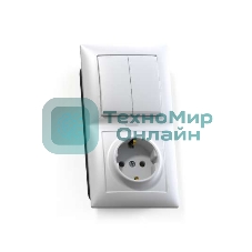 Блок Кунцево-Электро СП БКВР-421 Селена (2-кл. выкл. и индик.+ розетка с заземл.) белый