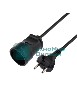 Удлинитель-шнур на рамке PROconnect ПВС 2х0.75, 20 м, б/з, 6 А, 1300 Вт, IP20, черный