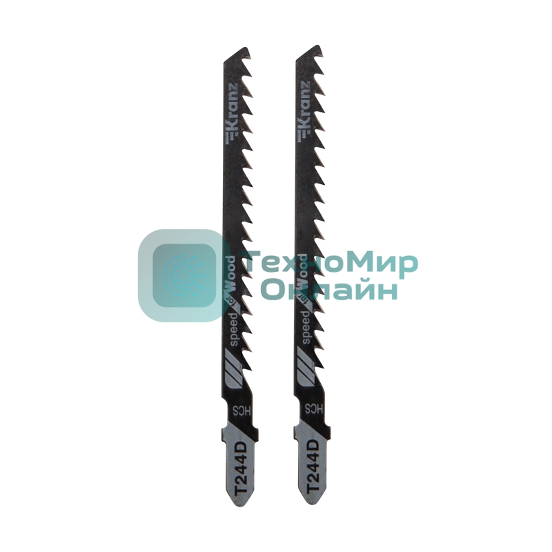 Пилка для электролобзика по дереву Kranz T244D 100 мм 6 зубьев на дюйм 8-60 мм фигурный рез (2 шт./уп.)