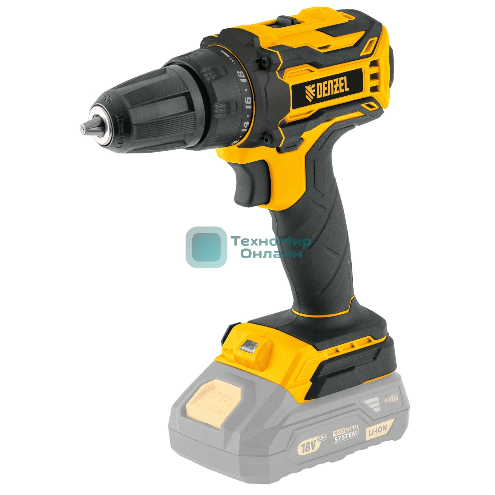 Дрель-шуруповерт Denzel BLDL-18-0, 18 В, 0 Ач, 50 Нм, бесщеточный