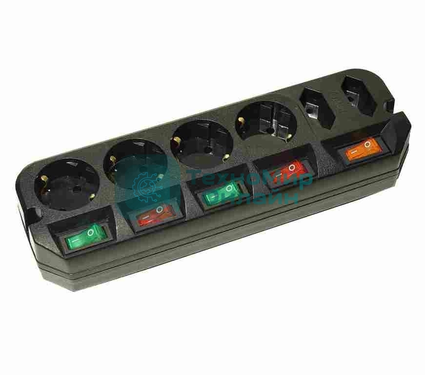 Сетевой удлинитель Most A16 3 м (6 розеток) черный (пакет ПЭ)