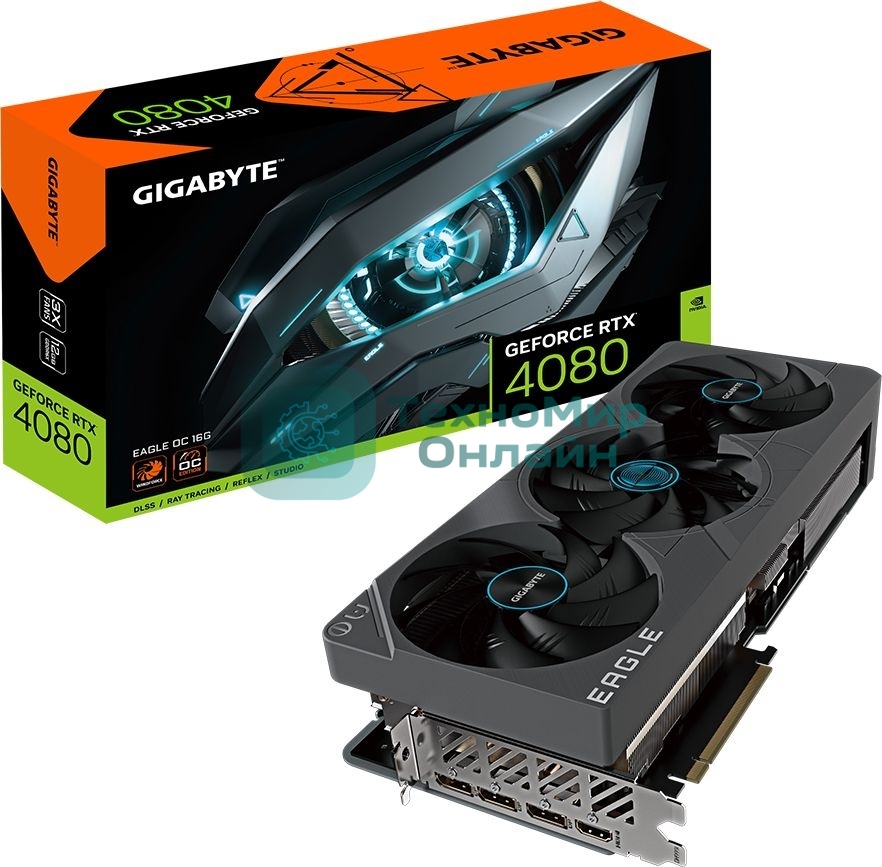 Видеокарта Gigabyte GV-N4080EAGLE OC-16GD GDDR6X 2520/22400 HDMIx1 DPx3 HDCP