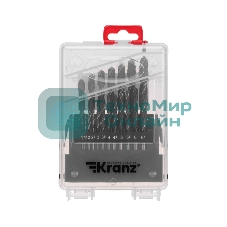 Набор сверл по металлу Kranz 1-10 мм (через 0,5 мм), 19 шт. HSS 4241 Ш/Х