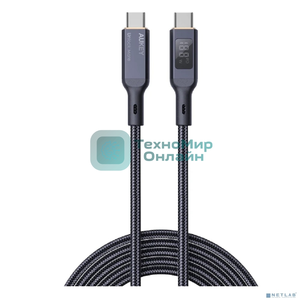 Кабель Aukey Nylon Braided 100w LCD 1m черный