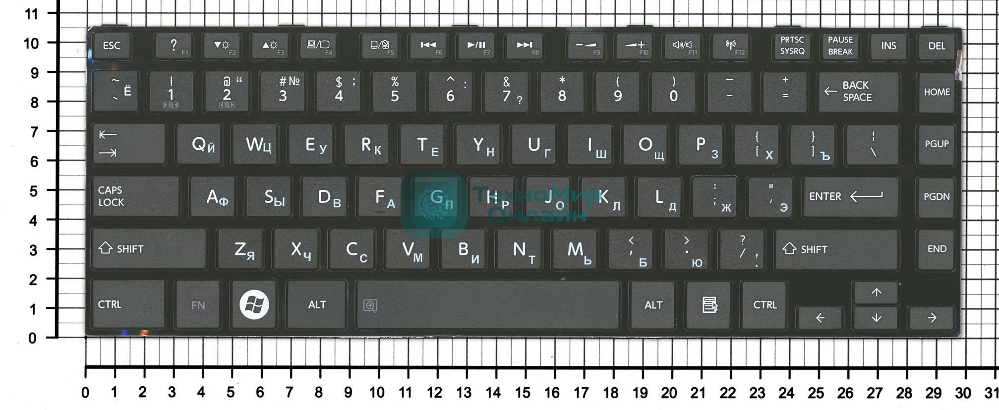 Клавиатура для ноутбука Toshiba L800 L830 черная с черной рамкой