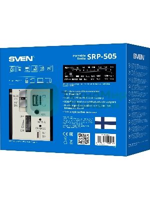 Радиоприемник SVEN SRP-505 (4 Вт, FM/AM/SW, USB, SD/microSD, Bluetooth, 1200 мА·ч)черный