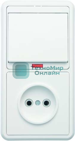 Блок Кунцево-Электро БКВР-214 Бэлла (1-кл. выкл. с инд. + розетка) белый