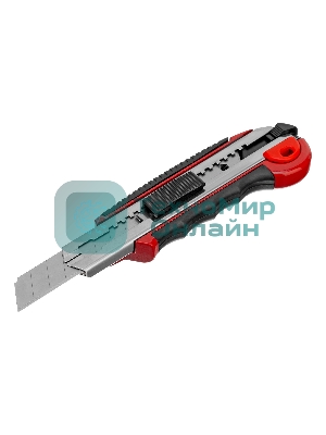 Нож Matrix, 18 мм, выдвижное лезвие, метал. направляющая, обрезиненная ручка, 5 лезвий