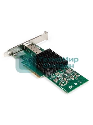 Сетевой адаптер ExeGate EXE-X520-DA1 (PCI-E x8 v3.0, порты 1xSFP+ 10Gb/s (10/5/2.5/1Gb/s, 100Mb/s), Server NIC Intel Chipset JL82599EN)