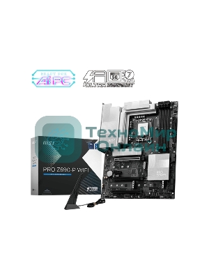 Материнская плата MSI PRO Z890-P WIFI, LGA 1851, Intel Z890, 4xDDR5, 4xSATA, 4xM.2, 1xPCIe 5.0 x16, 2xPCIe 4.0 x4, 1xPCIe 3.0 x1, 1xHDMI, 1xDP, 1xUSB-C Thunderbolt 4, 1xUSB-C 3.2 Gen 2, 1x 5Gb LAN, 2xUSB-A 3.2 Gen 1, 1xUSB-A 3.2 Gen 2, 4xUSB-A 2.0, 3x3.5 мм, 7.1, ATX