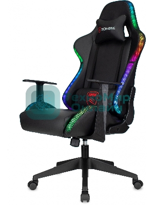 Кресло ZOMBIE GAME RGB черный, экокожа, 120 кг, подголовник, механизм качания