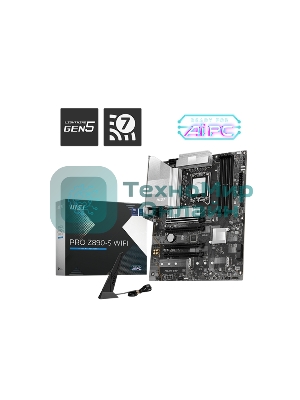 Материнская плата MSI PRO Z890-S WIFI, LGA 1851, Intel Z890, 4xDDR5, 4xSATA, 3xM.2, 1xPCIe 5.0 x16, 2xPCIe 4.0 x4, 1xHDMI, 1xDP, 1xUSB-C Thunderbolt 4, 1xUSB-C 3.2 Gen 2x2, 1x 2.5Gb LAN, 6xUSB-A 3.2 Gen 1, 3x3.5 мм, 7.1, ATX