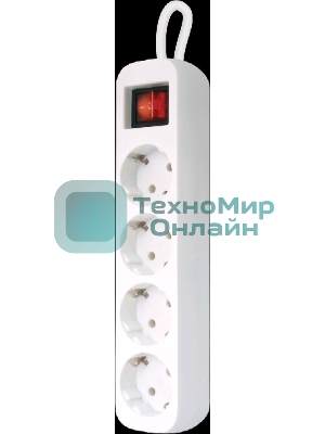 Удлинитель сетевой Defender S430 белый, 3 м, EURO, 4 розетки, 2200 Вт