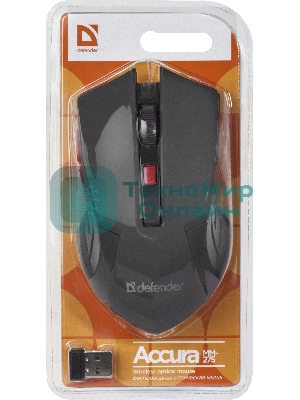 Мышь беспроводная Defender Accura MM-275 красный, 1600 dpi, радиоканал, USB, кнопки - 6