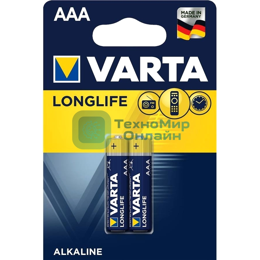 Батарейки VARTA Long Life AAA блистер 2 04103101412 