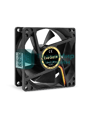 Вентилятор для корпуса ExeGate EX08025S3P-24 черный, 80 мм, 2850 об/мин, 28 дБ, 3 pin