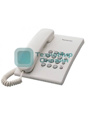 Телефон проводной Panasonic KX-TS2350RUW белый повтор номера, регул-ка громкости, кр.на стену