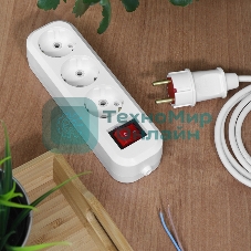 Колодка Rexant 3 гнезда с кнопкой c заземлением