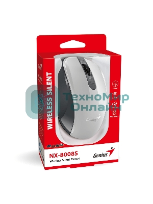 Мышь беспроводная Genius NX-8008S белый/серый, 1200 dpi, радиоканал, USB, кнопки - 3