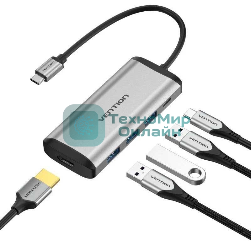 Мультифункциональный хаб Vention USB Type-C 5 в 1