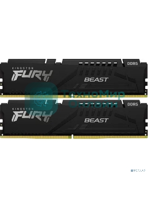 Оперативная память Kingston Fury Beast, DDR5, 32Gb (2x16Gb), 6000MHz, CL36, DIMM, с радиатором, черный