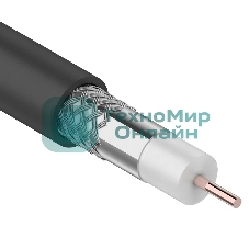 Кабель коаксиальный Rexant RG-6U, 75 Ом, CCS/Al/Al, 64%, бухта 305 м, черный OUTDOOR
