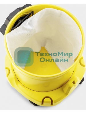 Строительный пылесос Karcher WD 3 P V-17/4/20 желтый, 1000 Вт, уборка сухая/сбор воды, пылесборник мешок/контейнер, 17 л