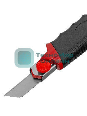 Нож Matrix, 18 мм, выдвижное лезвие, метал. направляющая, обрезиненная ручка, 5 лезвий