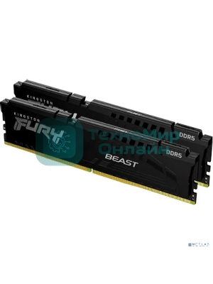 Оперативная память Kingston Fury Beast, DDR5, 32Gb (2x16Gb), 6000MHz, CL36, DIMM, с радиатором, черный