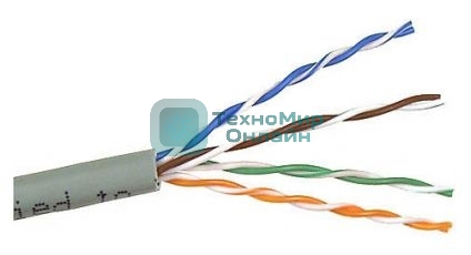 Кабель TWT UTP, 4 пары, Кат.5e, PVC, серый, 100 метров