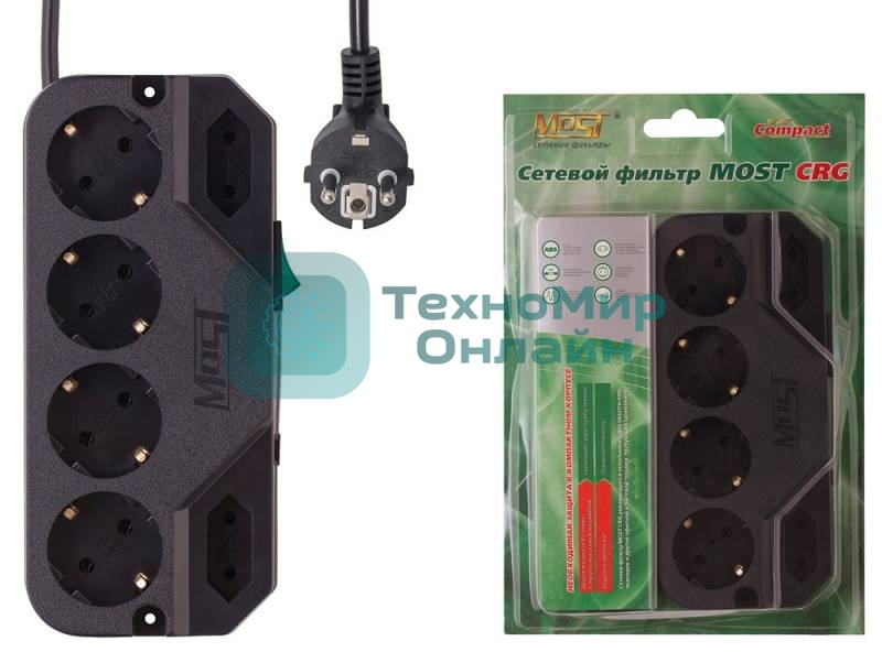 Сетевой фильтр Most СRG 5м (6 розеток) черный (коробка)
